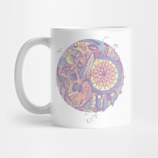 Retro Blend Skull and Dreamcatcher Circle Mug